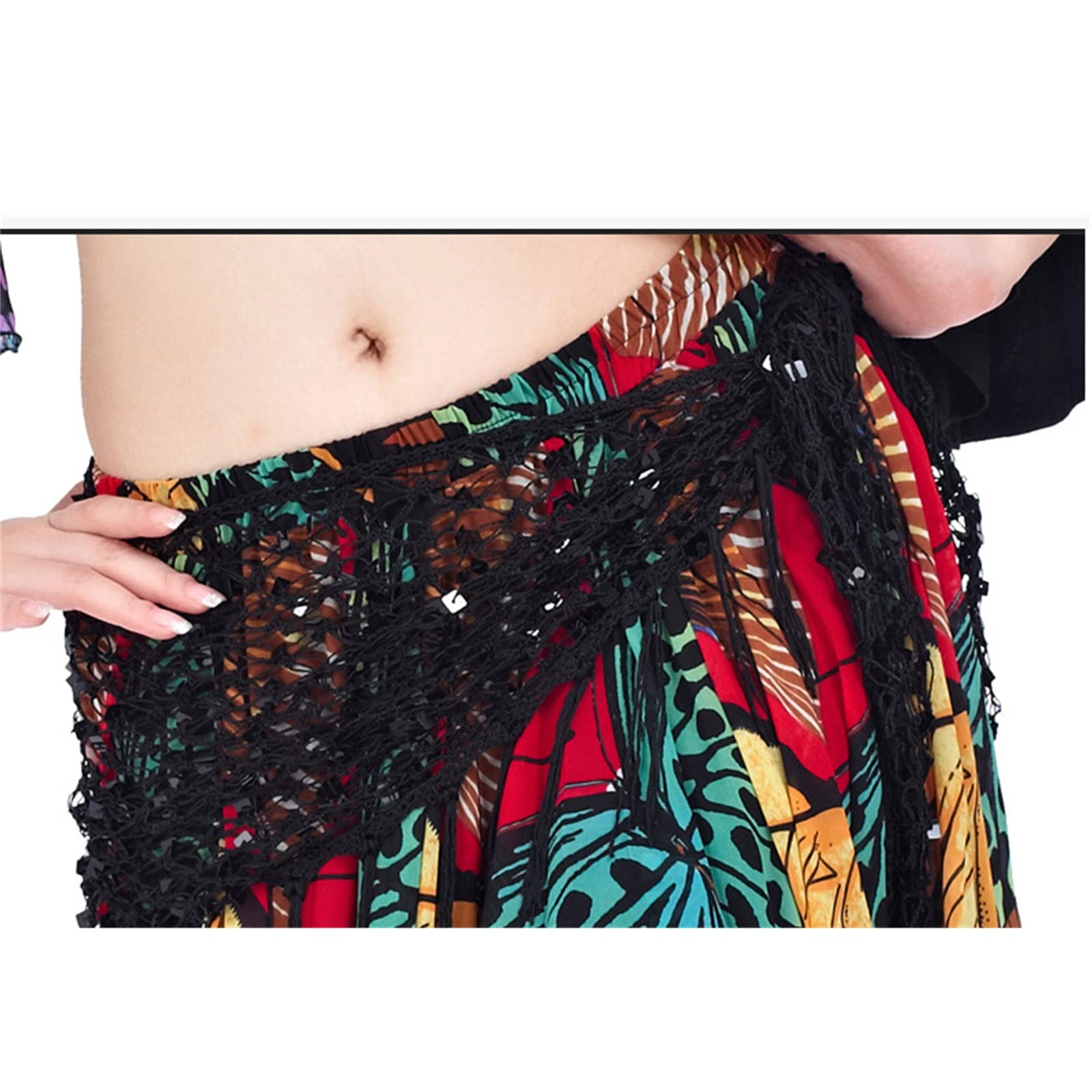 Conjunto de bailarina de danza del vientre profesional para mujer, Tops sexy para mujer y faldas grandes de baile swing, Ropa de actuación de baile de Halloween, para Actuación de fiesta