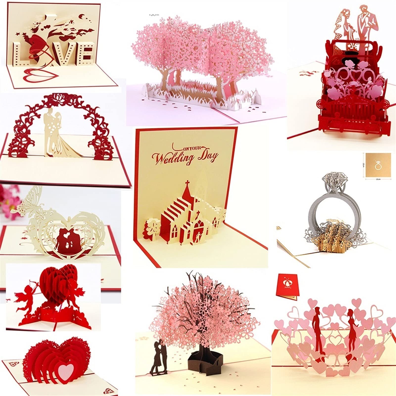 Geburtstagskarten Grußkarten 3D-Pop HOCH Hochzeits-Einladungsgeschenke für Valentinstag Hochzeitstag-Geburtstags-Party-Postkarten drücken Sie Ihre innere Liebe aus Geburtstagskarte ( Quantity : 6pcs )
