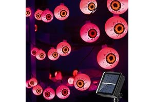 30 LED Red Eyeball Solar Powered Halloween String Lights