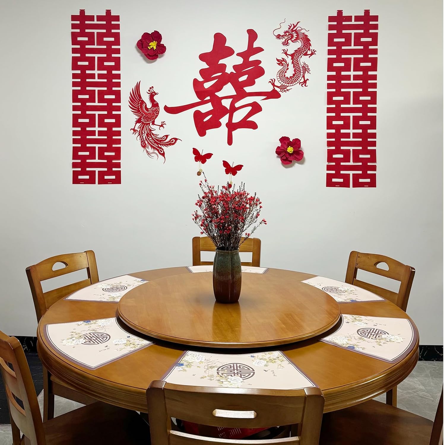 Heavy Duty Wooden Lazy Susan Turntable, Round Rotating Serving Tray with 360-Degree Rotation for Dining Table and Kitchen (Natural Wood Brown, 70cm/27.5in)