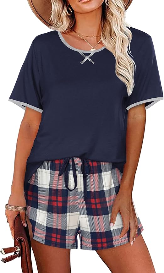Ekouaer Women Pajama Set Casual Short Set