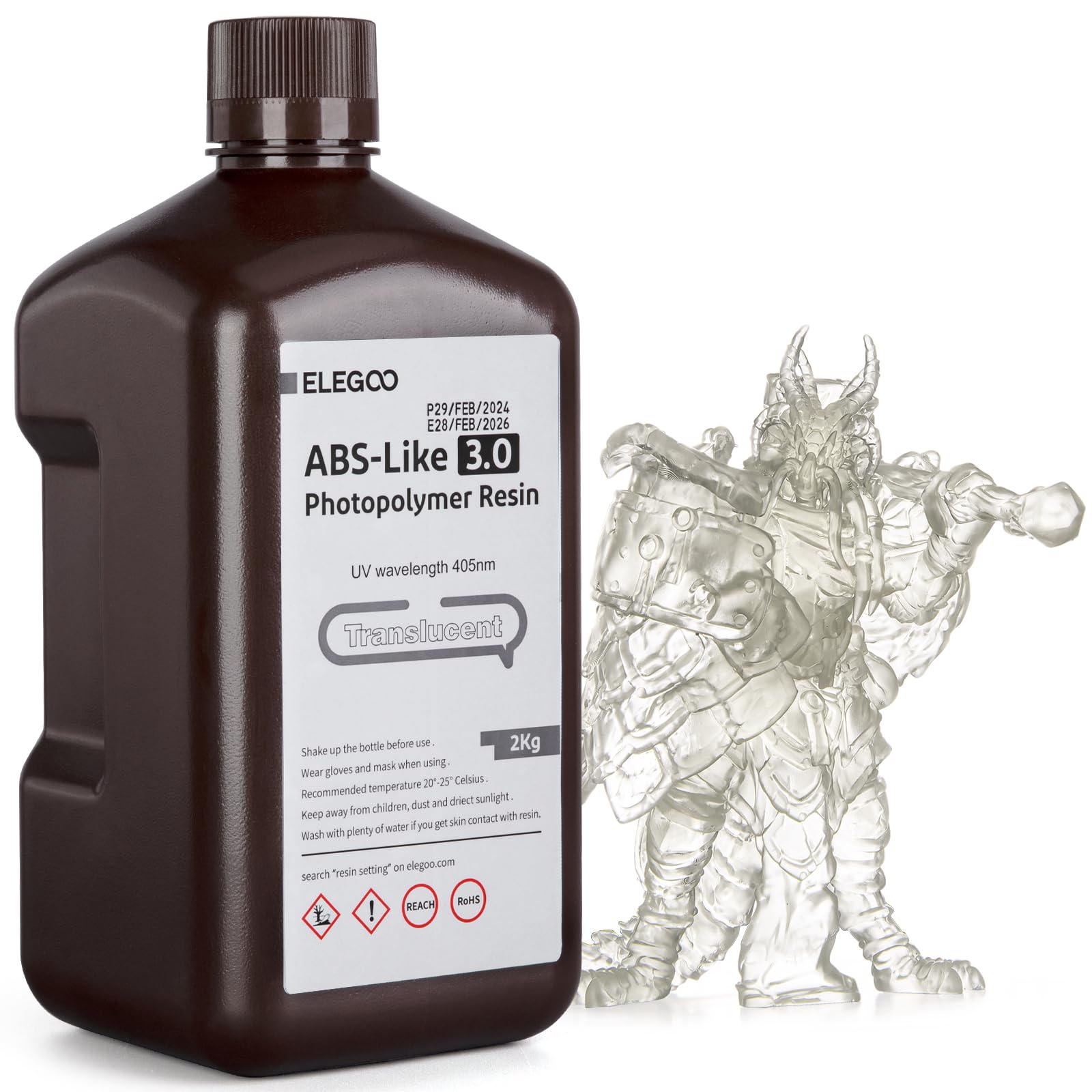 ELEGOO ABS-Like 8K 3D-Printerhars 3.0, 405nm Fotopolymeerhars voor Mars Saturn Jupiter MSLA DLP LCD 3D-Printen met Sterkte en Taaiheid, Hoge Precisie, Lage Viscositeit, Rode Klei, 2000g ELEGOO ABS-Like 8K 3D-Printerhars 3.0, 405nm Fotopolymeerhars voor Mars Saturn Jupiter MSLA DLP LCD 3D-Printen met Sterkte en Taaiheid, Hoge Precisie, Lage Viscositeit, Rode Klei, 2000g