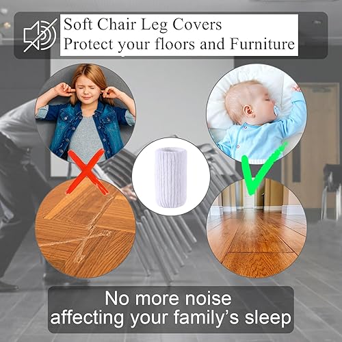 Miniatura 2 de 16 calcetines para patas de muebles, protectores de piso de punto de alta elasticidad para patas de silla, juego de fundas gruesas blancas para