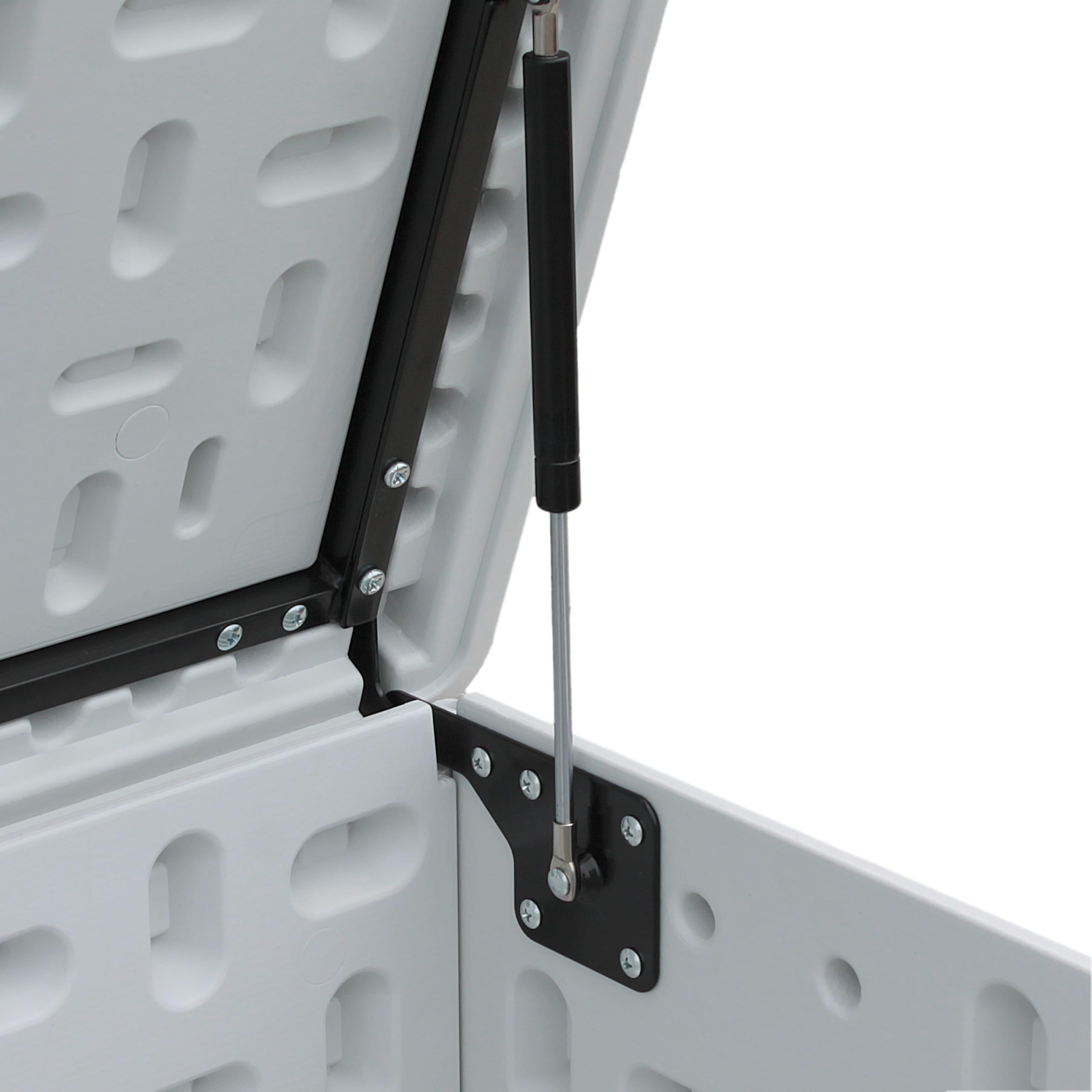 Baule da Esterno Impermeabile in Resina Cassapanca Contenitore XXL con Pistoni Bianco 113x58x58 cm