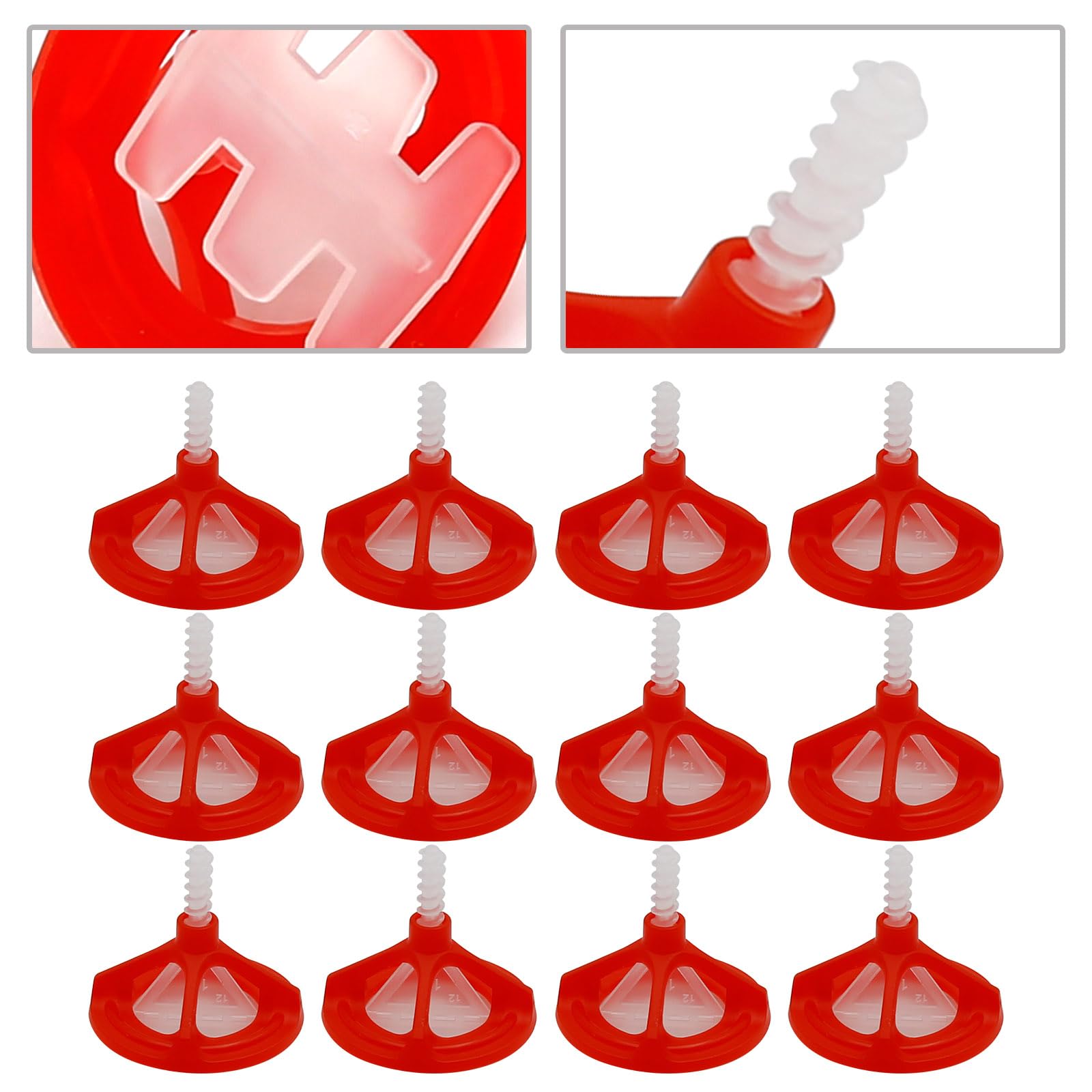 Sistema di livellamento delle piastrelle, sistema di livellamento delle piastrelle, kit sistema anti-allentamento e spaziatura (1/16" - 300 pezzi base bianca + 100 tappi rossi)