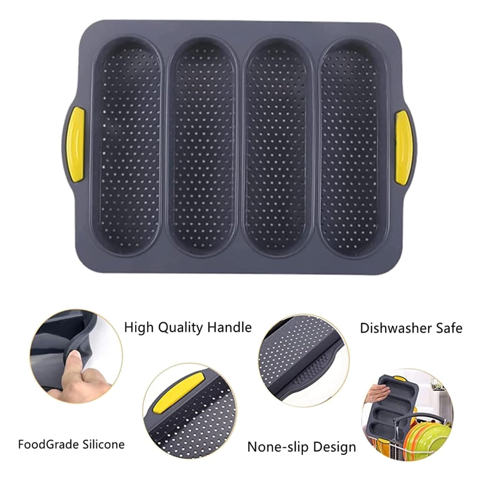 El juego de silicona para hacer pan cuenta con 4 moldes diferentes antiadherentes para hornear multifuncionales, bandeja simple para hornear