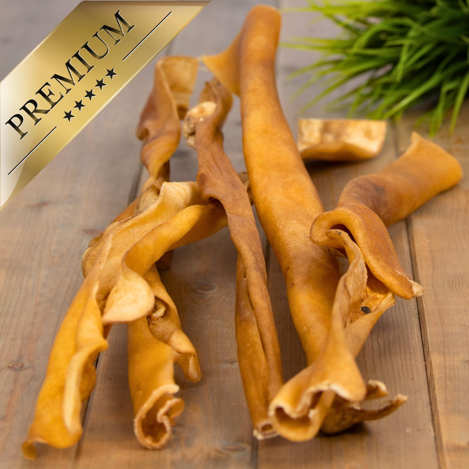 Lyra Pet® 5 x 10 STK. Rinderkopfhautstangen ca. 50 cm Kauartikel für Hunde | Naturbelassener Kauartikel vom Rind - Proteinreiches Leckerli - Extra lange, harte Konsistenz - Fettarm & leicht verdaulich