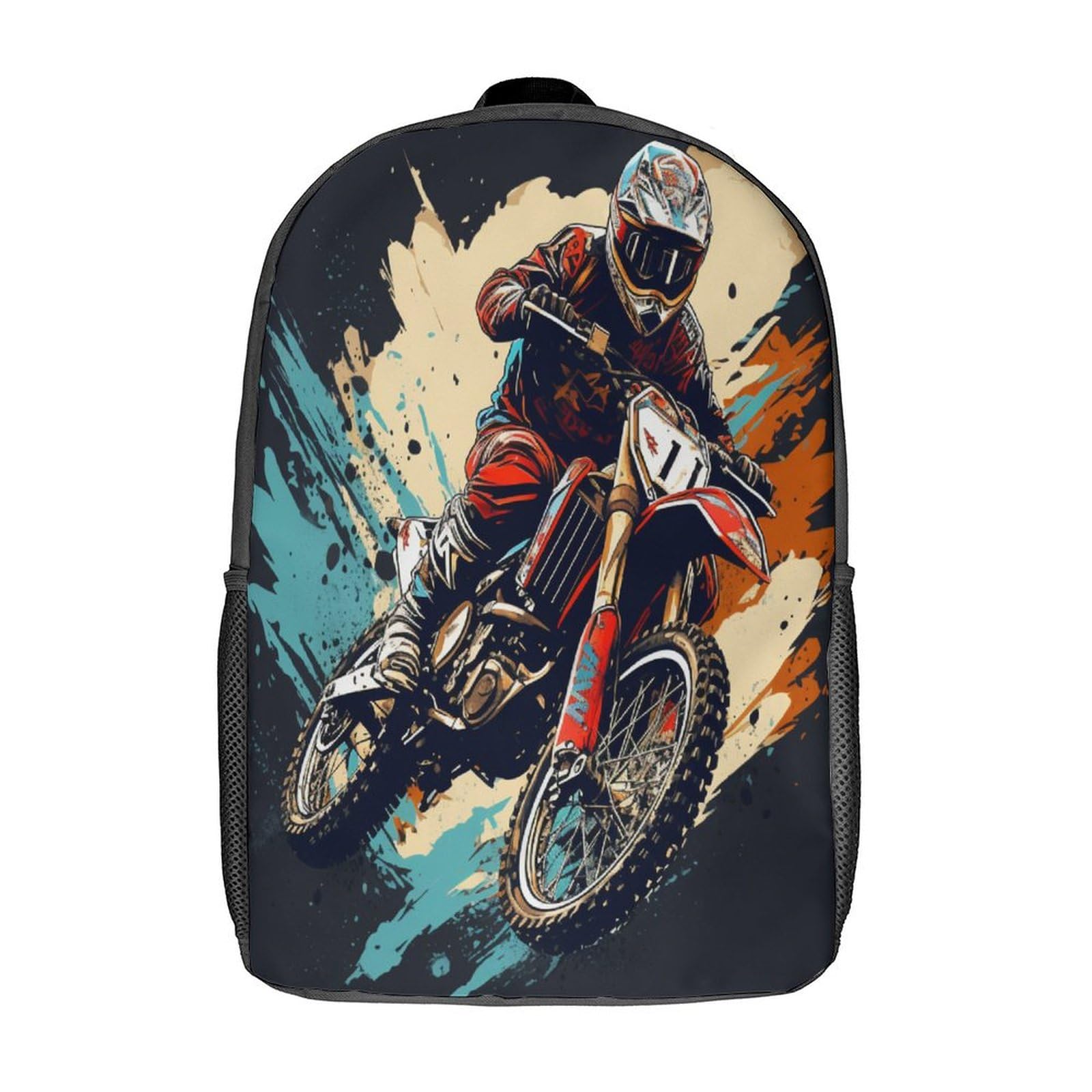 RQATHDUUD Motocross Backpack Kids School Bags, 3D Rucksack Children School Bag,Toddler Casual Daypacks Kindergarten Rucksack Bookbag Backpacks 17inch