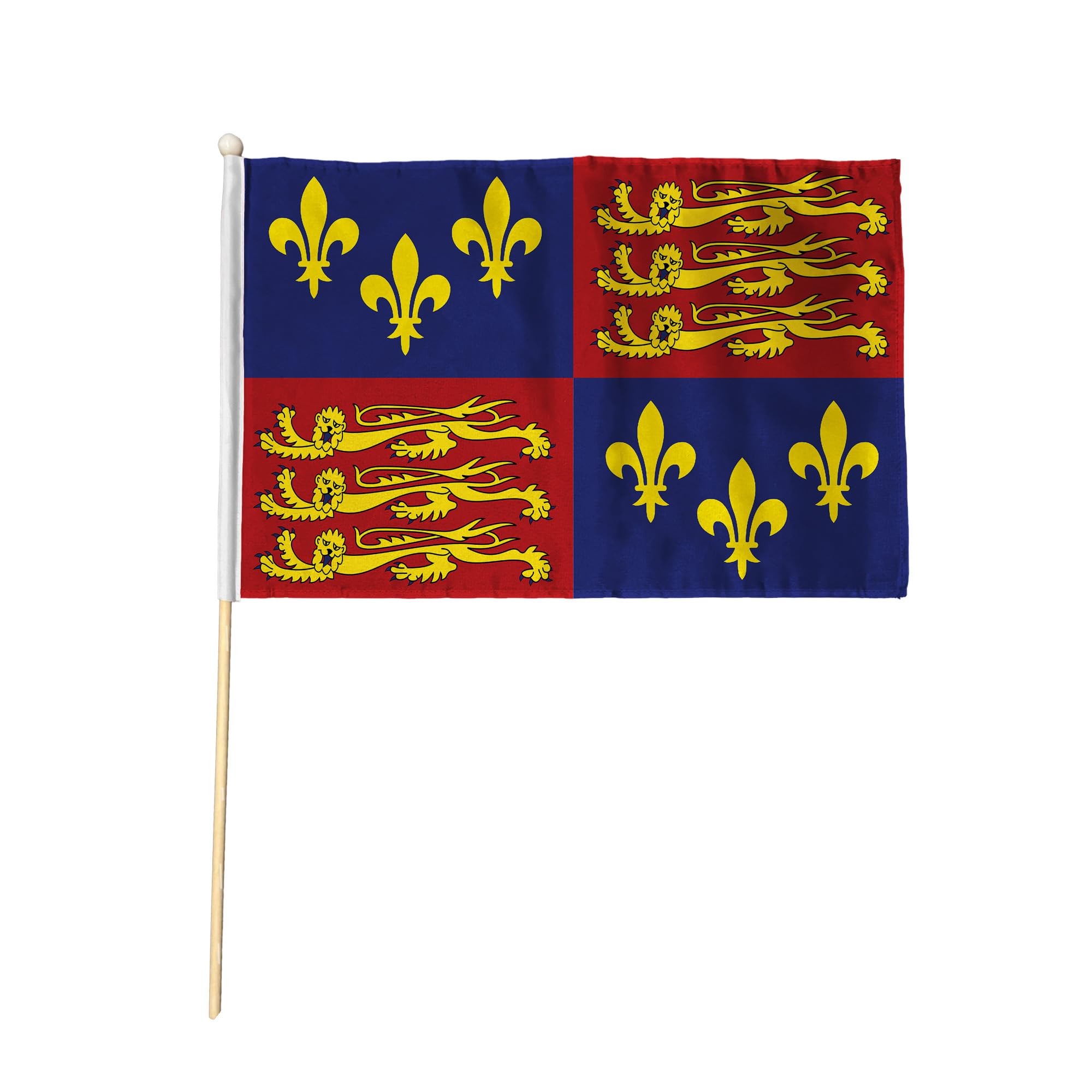 Flagtex Royal Banner 16th Century Pack of 2 Hand Waving Flag (9x6 Inch) - Premium Wooden Stick Hand Flag 9x6 Inch Natural Wood Pole Historical Tudor Flag Events Parades