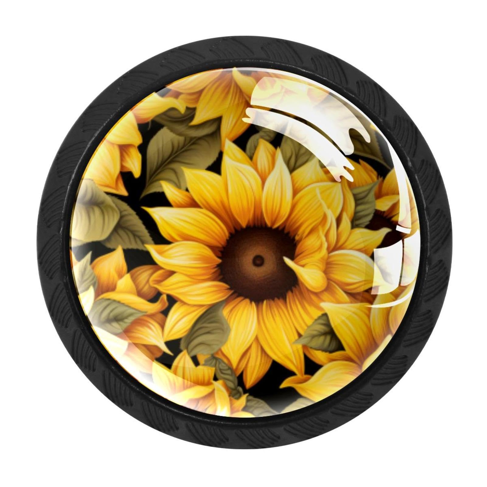 Chenzzzz Multicolored 04 4 Pack Black Skull Sunflower Cabinet Pulls Kitchen Cabinet Handles Ideal For Cabinet,Drawer,Cupboard And Wardrobe