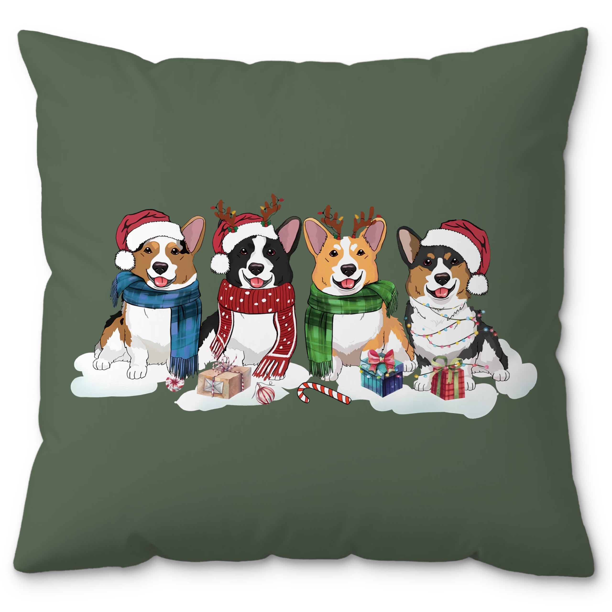 ROXMART Green Christmas Funny Dog Pillow Covers 18x18 Dog Lover Mom Dad Owner Gifts Winter Xmas Dogs Holiday