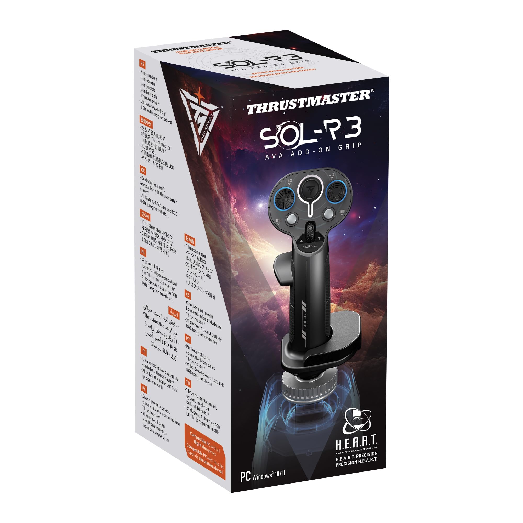 Thrustmaster Sol-R 3 AVA Add-On Grip - Empuñadura de Vuelo Espacial para PC (Compatible con Base AVA y Warthog, Diseño Ergonómico Pro, 19 Botones de Acción) Negro