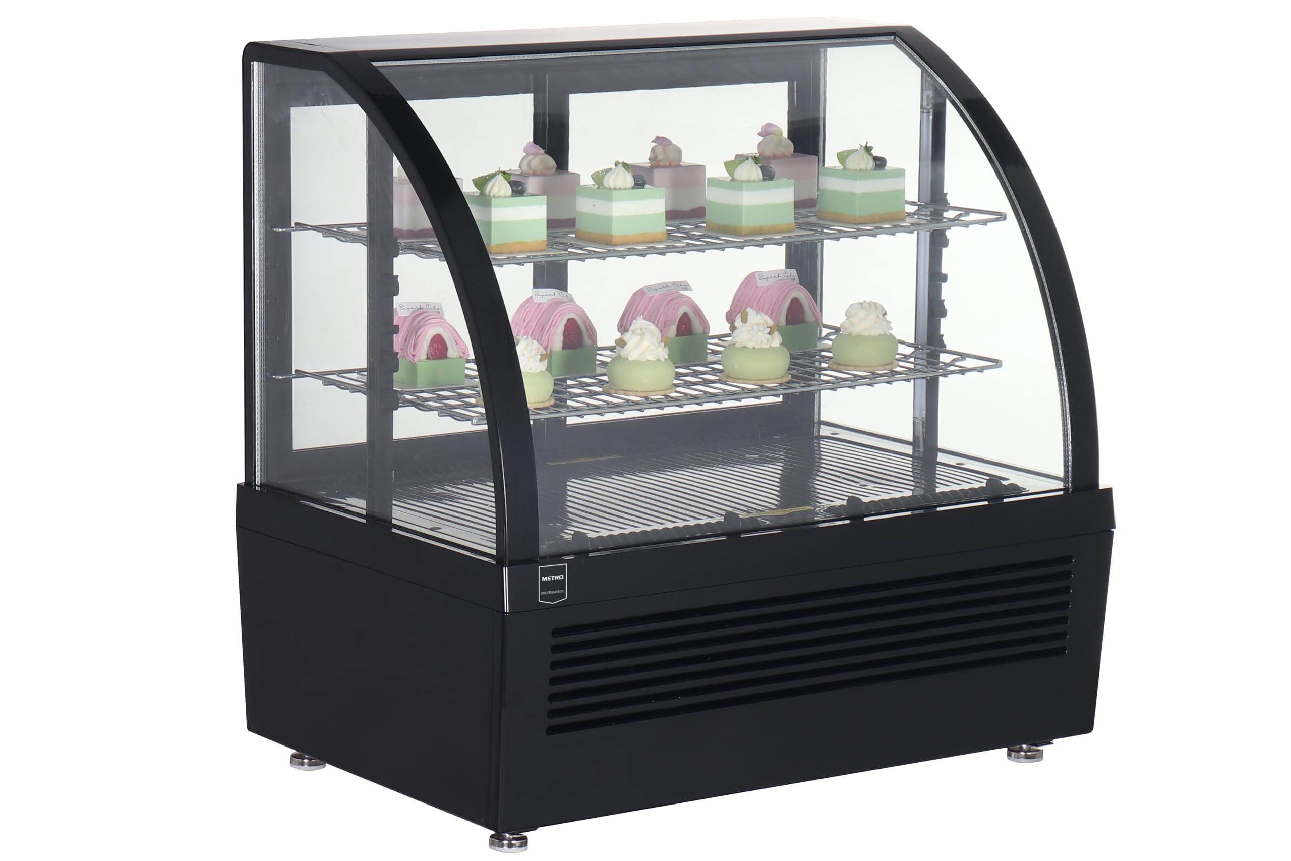 METRO Professional Vitrine réfrigérée à poser GCV1100, plastique/verre, 70,5 x 47,2 x 68,7 cm, 100 L, froid ventilé, 195 W, noir, pour cafés/restaurants/boulangeries (100 L - Noir)