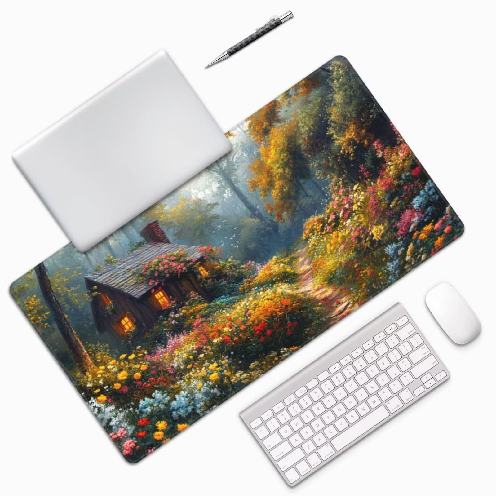 Gaming Mauspad XXL 1200x400x3mm Mousepad Verlängertes Groß Mauspad Schreibtischauflage,Genähte Kanten rutschfeste Gummibasis,Verbessert Präzision Geschwindigkeit Home Office Hüttenlandschaft L-4792