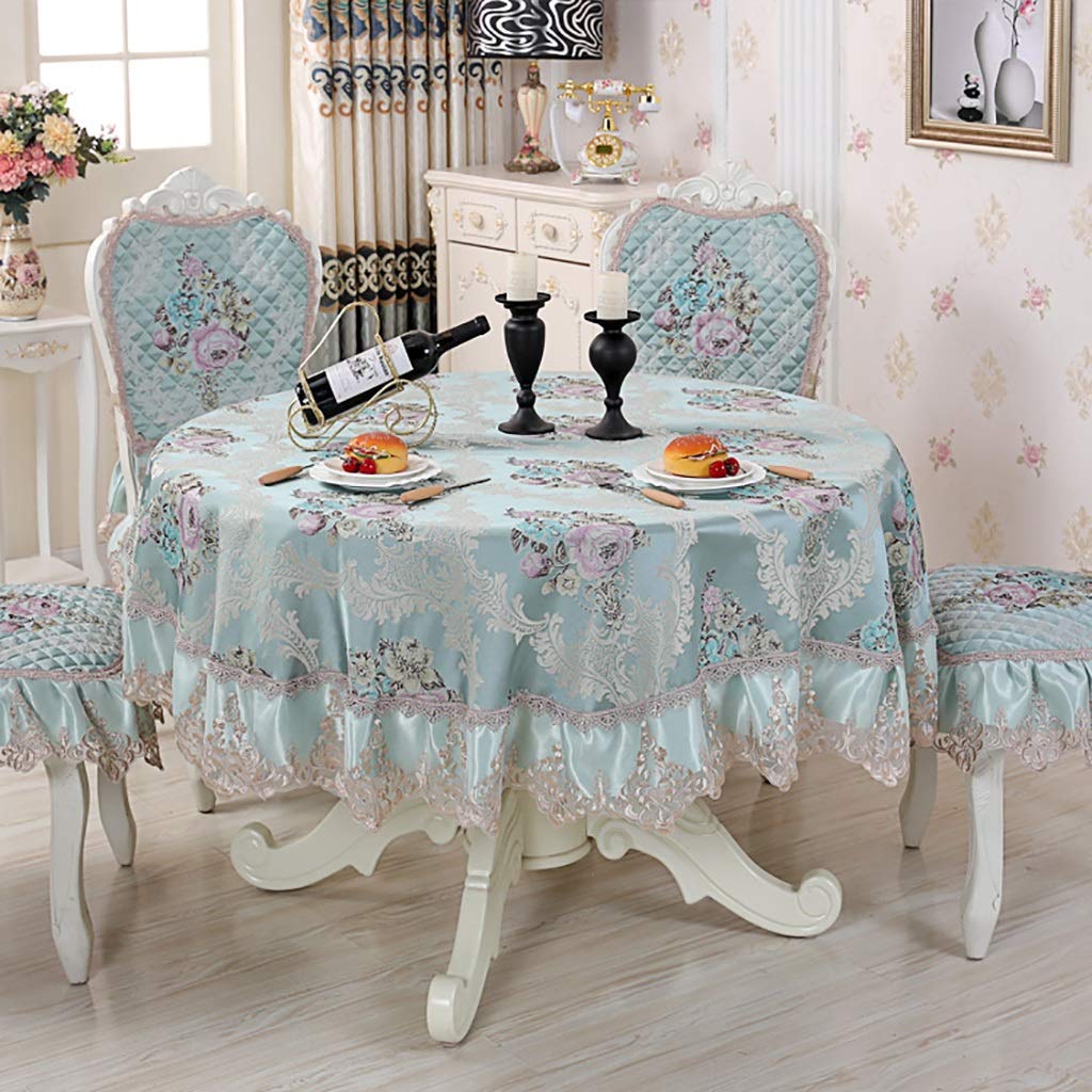 Mantel Redondo Grande para Mesa de Comedor, Mantel Bordado a Mano, Juego de Cojines Traseros, Mantel Rectangular de 4-6 Lugares, 2 Colores