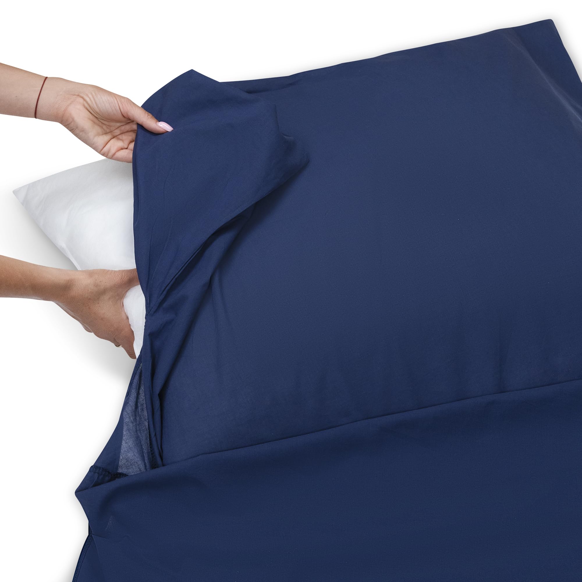 Sac de couchage en coton avec fermeture éclair et compartiment pour coussin - Idéal comme sac de couchage d'été ultra léger pour les voyages - Sac de couchage intérieur petit fin et léger