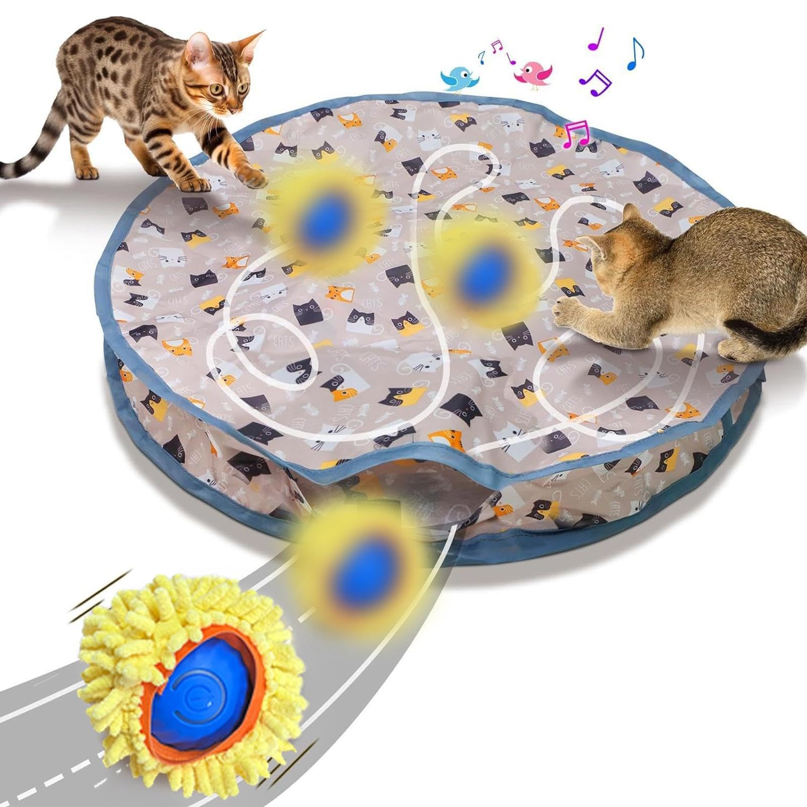Pcingsia Interactive Cat Toys For Bored Indoor Cats, Cat Play Mat Toy With Wlooms selfs Rolling Ball Cat Toy, Electronic Cat Toy, Cat Hunting Toys Automated Cat Toy
