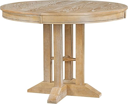 Miniatura 10 de LUMISOL Mesa de comedor redonda para 4 personas, mesa de cocina extensible de 42 a 54 pulgadas con hoja extraíble y base de pedestal, mesas de