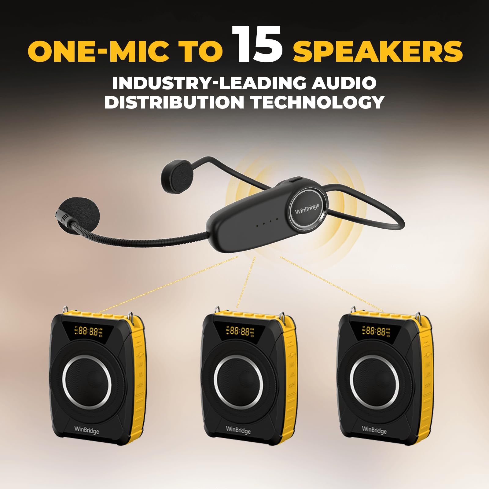 Sprachverstärker mit kabellosem Mikrofon Headset - Wasserdichtes Bluetooth 5.0 PA-System mit TWS Stereo, SOS, Aufnahme - Wiederaufladbares tragbares Lautsprechermikrofon für Lehrer, Trainer