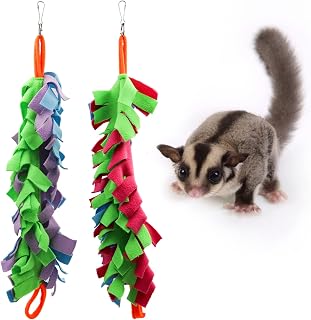 2 Pack Sugar Glider Toys, Colorful Small Animals Climbing Swing Toys, Rat Rope Perch Toys, Cage Accessories for Sugar Glider Hamster Rats Ferret Squirrel Chinchilla Parrots Cockatiels