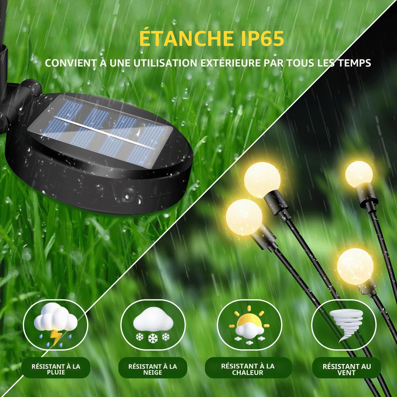 SCNNC Lampes Solaires Lucioles Exterieures Jardin, 8 LED Lumière Solaire Extérieure Luciole IP65 Étanche Blanc Chaud, Firefly Lampes Solaires Extérieures pour Jardin Balcon Allée Terrasse, 4 Pièces