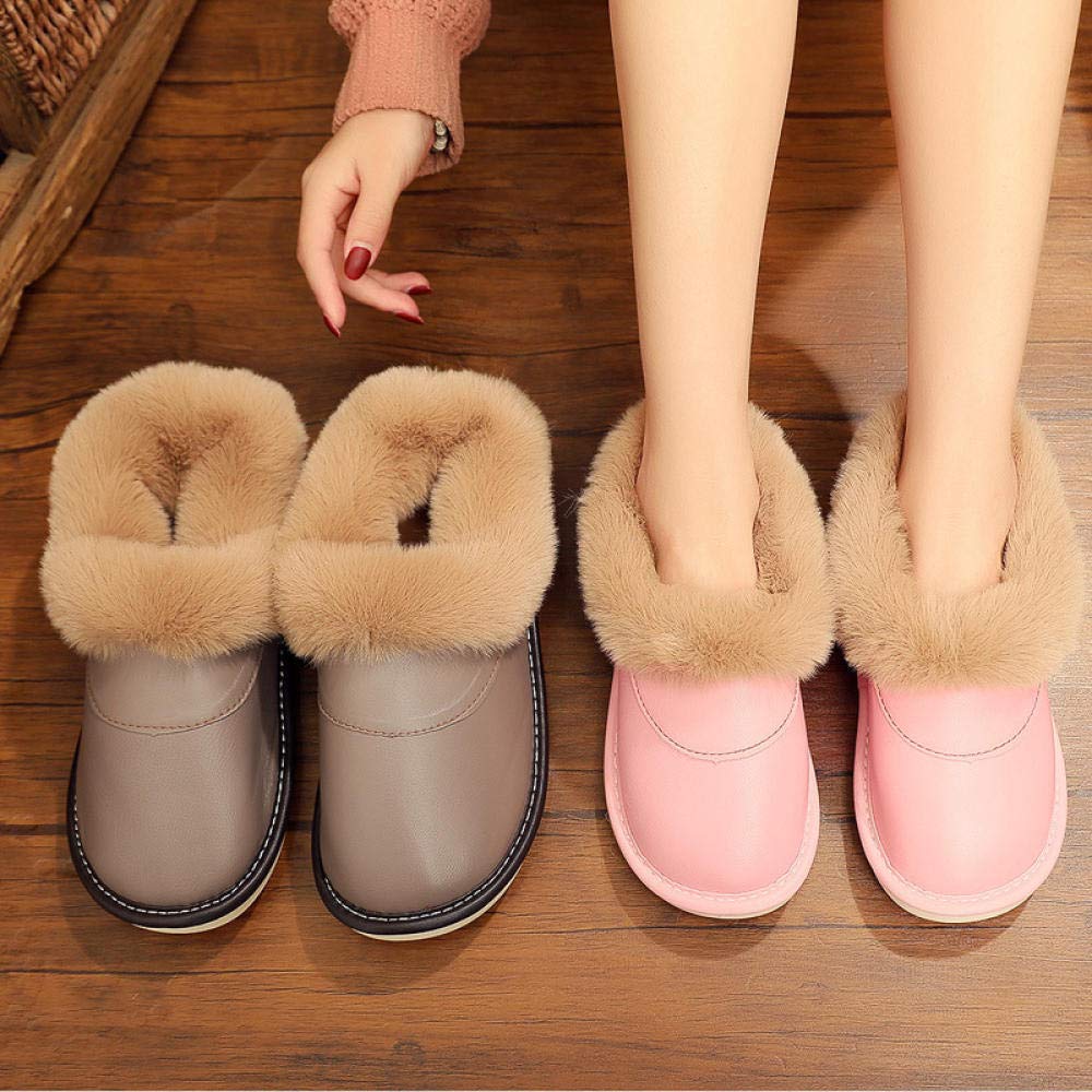 Herren Damen Hausschuhe Winter Pantoffeln,Gepackte fersenwarme Baumwollschuhe, rutschfeste Hausschuhe mit dicken Sohlen-pink_39-40,Erwachsene Plüsch Hausschuhe Wärme