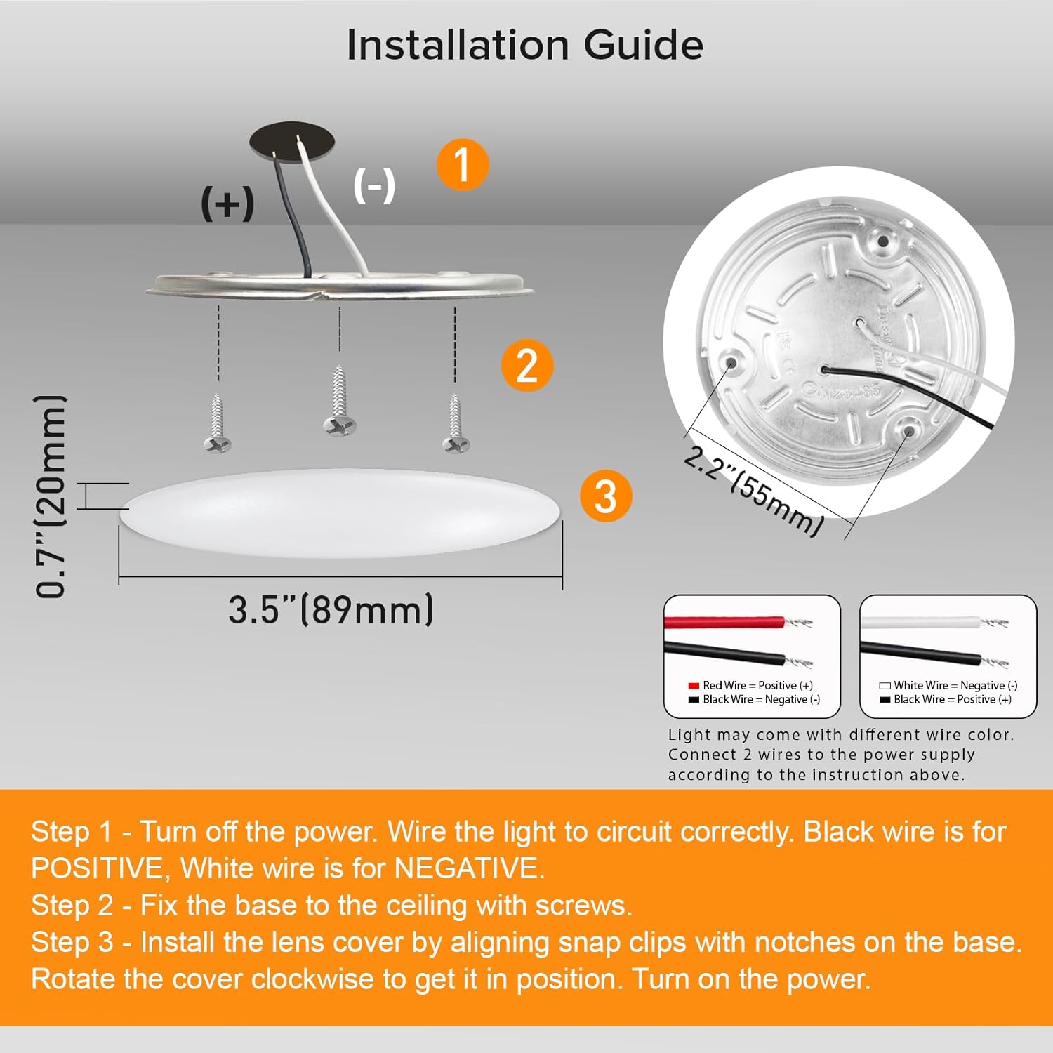 Dream lighting RV Interior Lights, 3.5inch LED Puck Light for Trailer Boat Kitchen Ceiling Under Cabinet, 12V 3.7W, 235 Lumens 3000K Lighting Fixtures, Non-Switch, Surface Mounting (4 Lights)