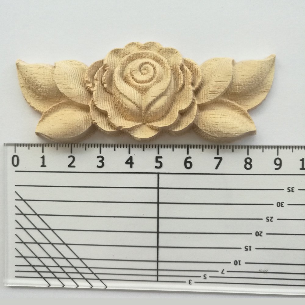 Moulure Decorative Rose Floral bois sculpté décalcomanie coin Applique décorer cadre mur portes meubles Figurines en armoire artisanat décoratif(10PC)