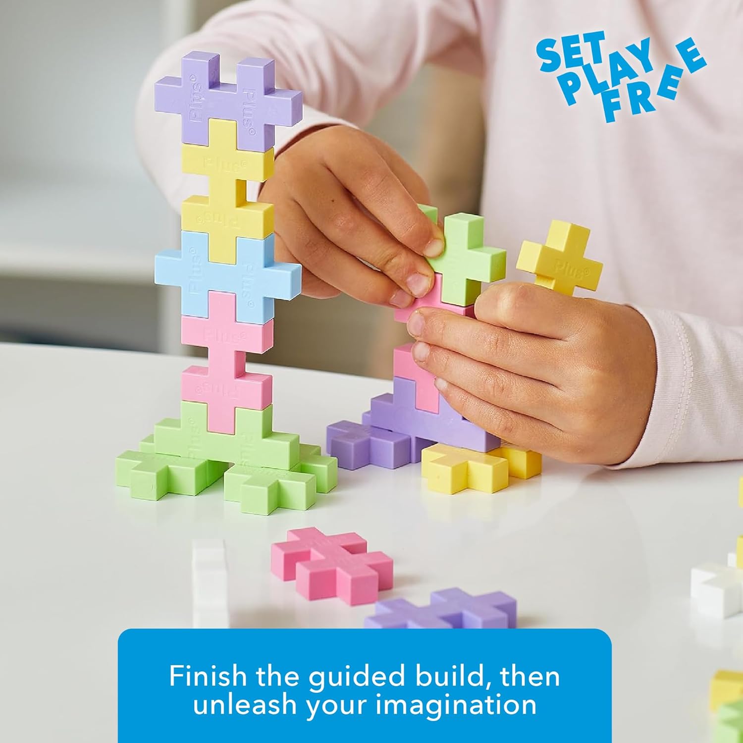 PLUS PLUS Big - 15 Piece Pastel Mix Tube - Interlocking Large Puzzle Building Blocks, Quiet Stem Toys for Toddlers - Gifts for Boys & Girls