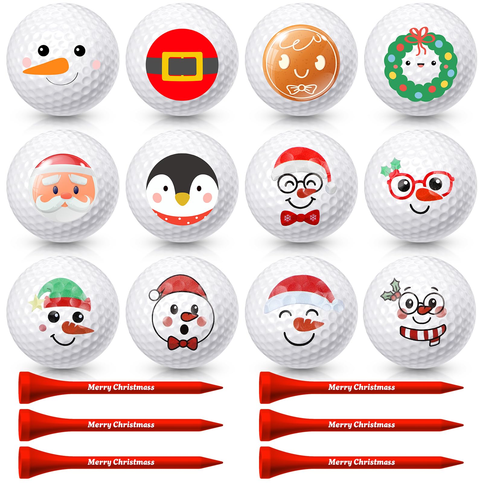 MiniInflat 18 Pcs Golf Balls Gifts Set for Dad 12 Funny Humor Golf Balls and 6 Tees for Men Women Coworkers Employees Golfers Birthday Retirement Christmas Holiday Party Favors