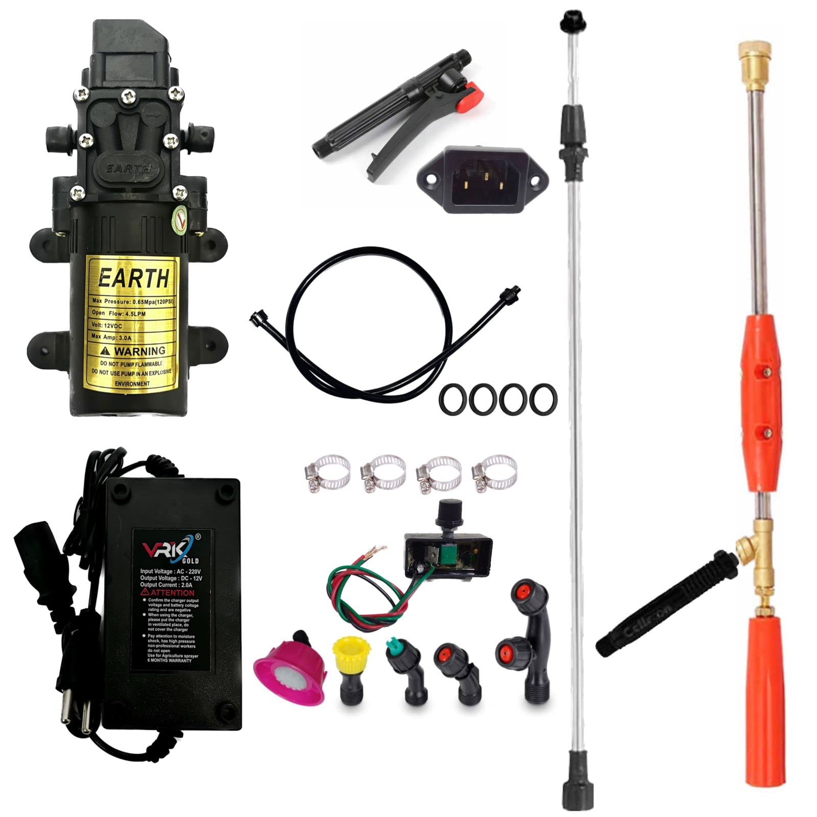 Garden Basket Hubb Single Motor Pump 12V DC, Water Spray Gun with Connector, 3 Pin Socket, Pipe, Lance, Trigger Clutch, Clips, Nozzles, Washers, Regulator & Charger for Gardening (Set of 11, Combo) (B0C24CFX1K) Amazon Price History, Amazon Price Tracker