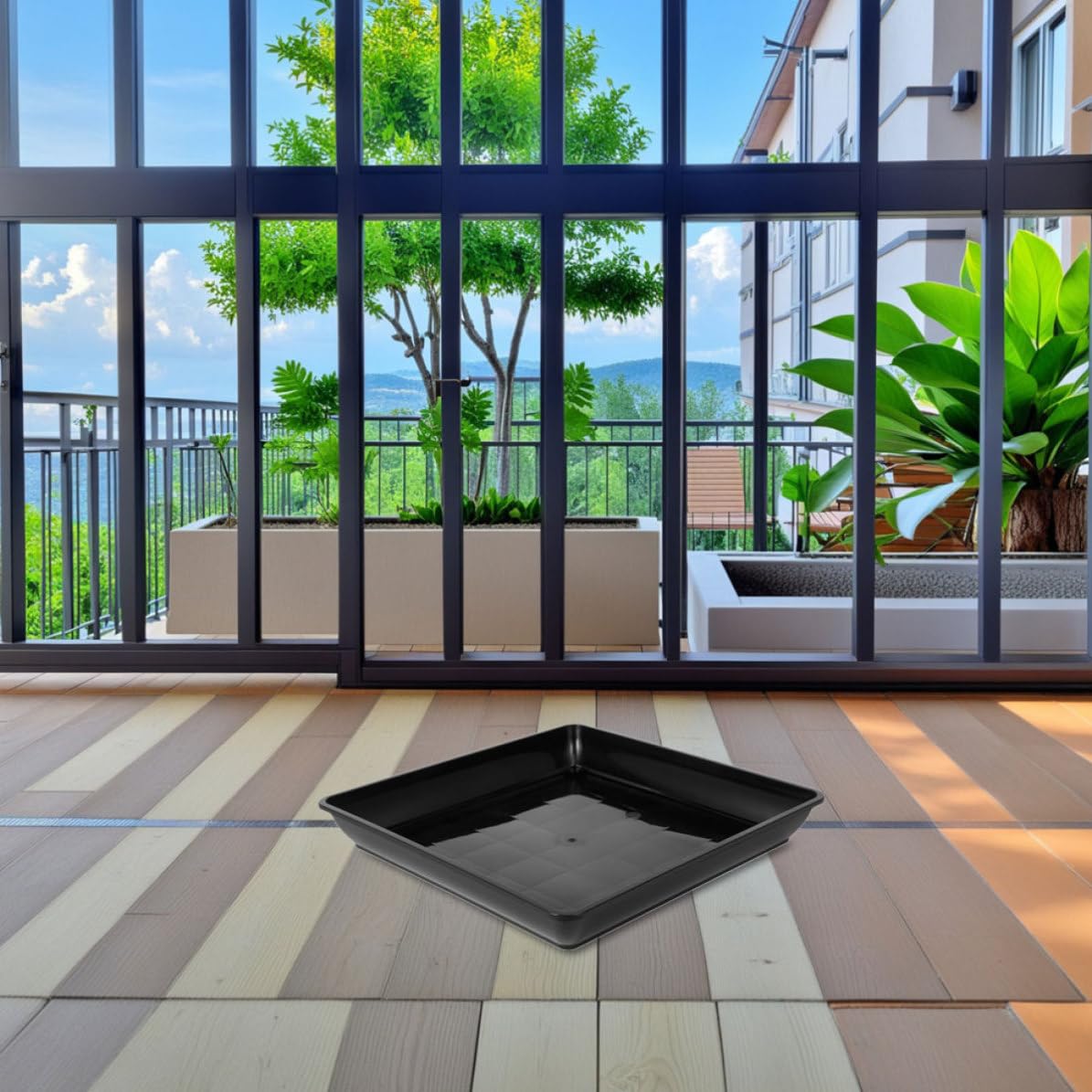 OSALADI 15 Pezzi Sottovaso Quadrato per Vasi di Piante in Pp Nero, Resistente e Facile da Pulire, per Giardino e Piante Grasse, Raccoglie Acqua in Eccesso e Previene Ribaltamenti