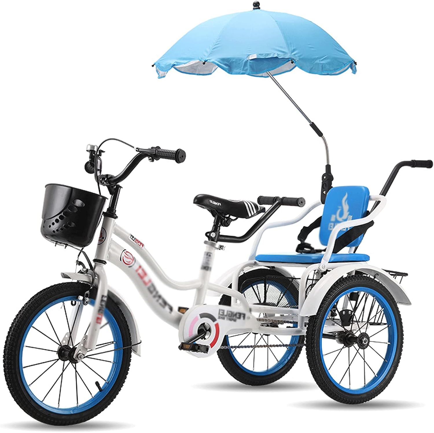 Three Wheel Bike Adult Tricycle 18inch Three Wheel Bike with Armrests & Push Back Trike Bike Bicycle for Picnic Shopping Work Men & Women Cycling Pedalling