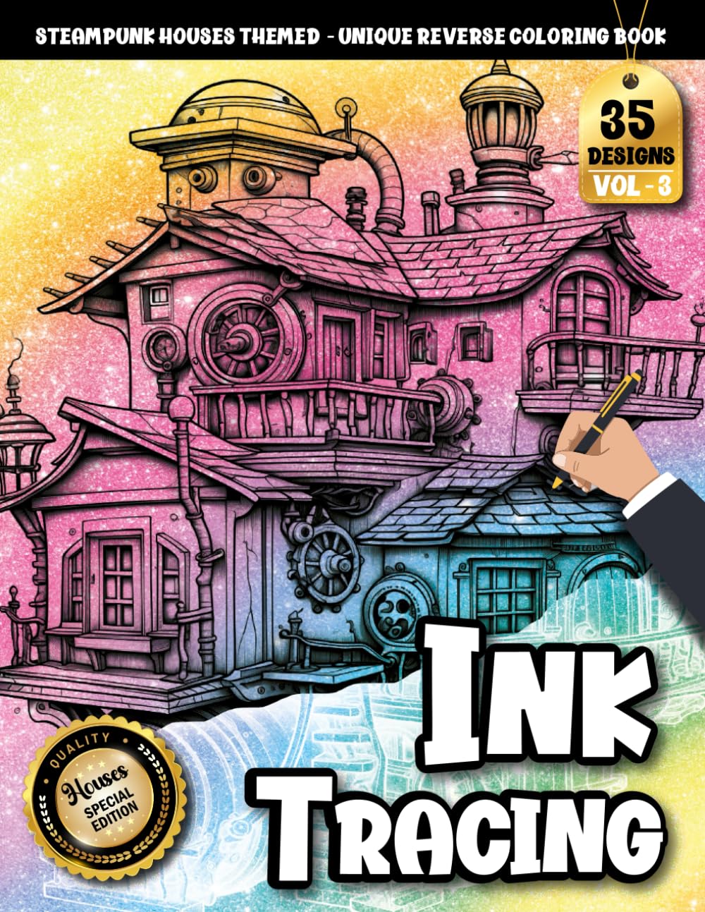 Ink Tracing Book For Adults: A Steampunk House Tracing Art Book Filled with Mechanical Charm and Imaginative Detail