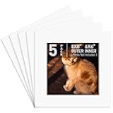 Golden State Art, Pack of 5 Acid Free Bevel Cut 4-Ply Thickness White Core Picture Mats for Photos (White, 8x8 for 6x6 Photo)