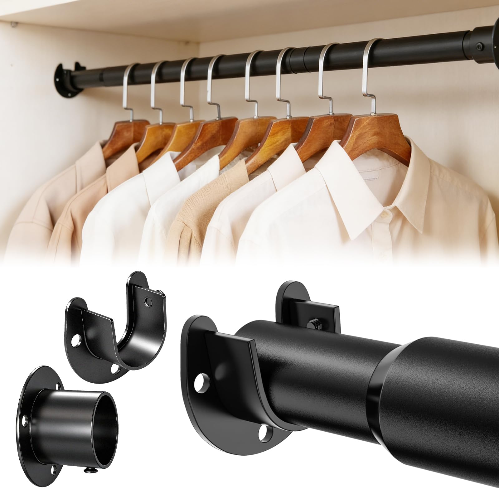 Tringle de placard réglable 40-143cm robuste en acier carbone