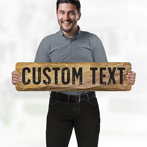 Miniatura 2 de My Sign Center - Letrero personalizado, 11 colores de fuente, 13 estilos de fuente, 4 opciones de agujero, 22 tamaños, 8 x 32 pulgadas, sin óxido,