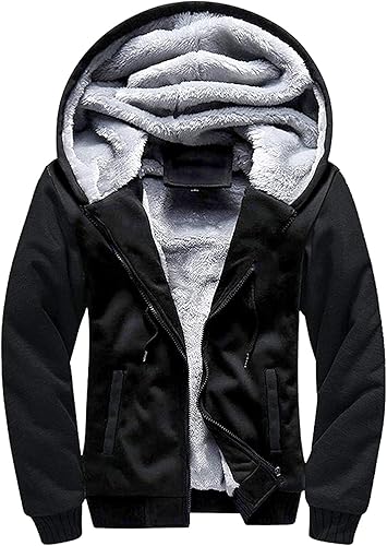 SWISSWELL Sudaderas con capucha para hombre, chaqueta de forro polar con cremallera, forro de sherpa, sudadera con capucha cálida para invierno