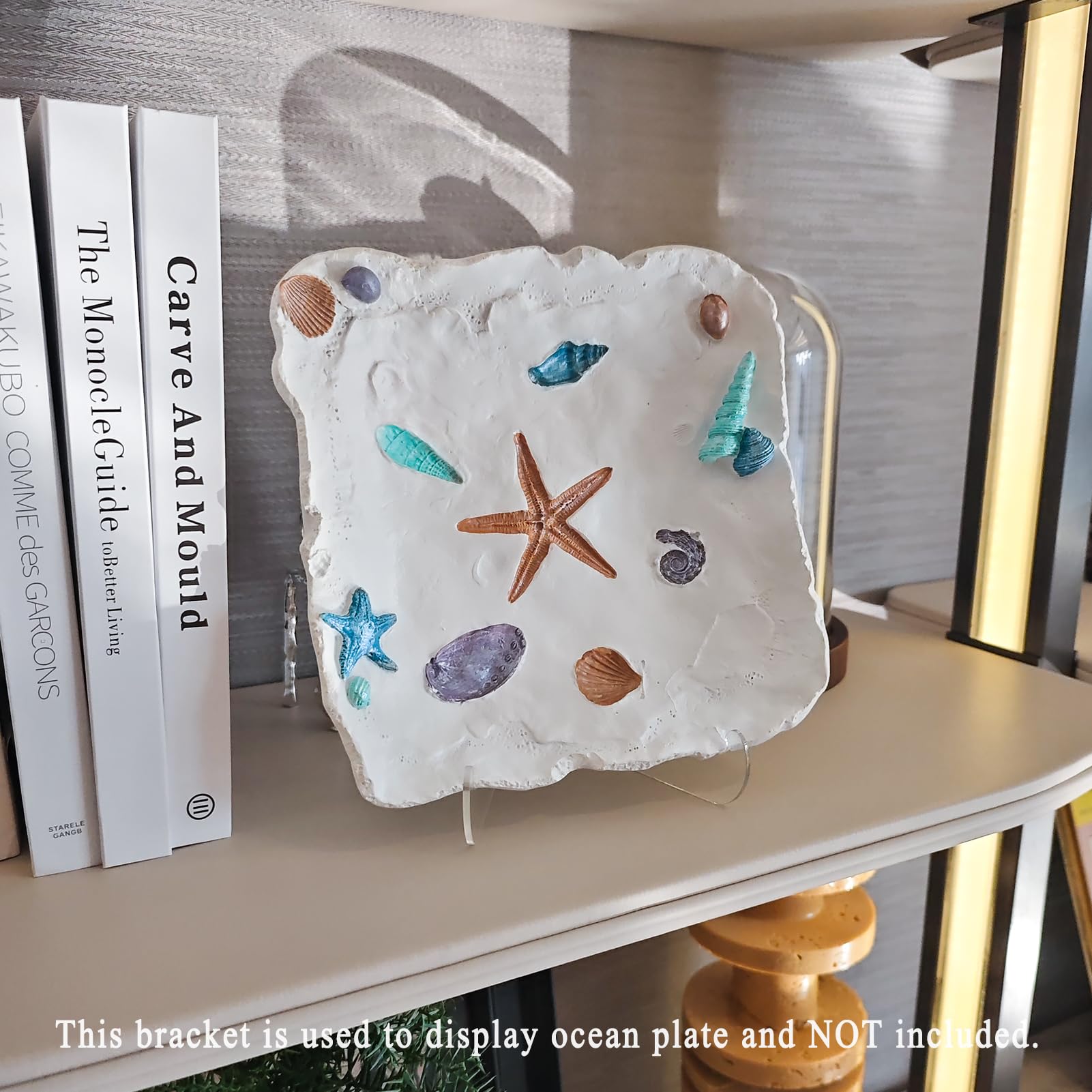 Bandeja decorativa de resina con concha de mar, estrella de mar, anillo de almacenamiento de joyas, plato de baratijas, mesa temática de playa de verano, decoración del hogar, regalos para