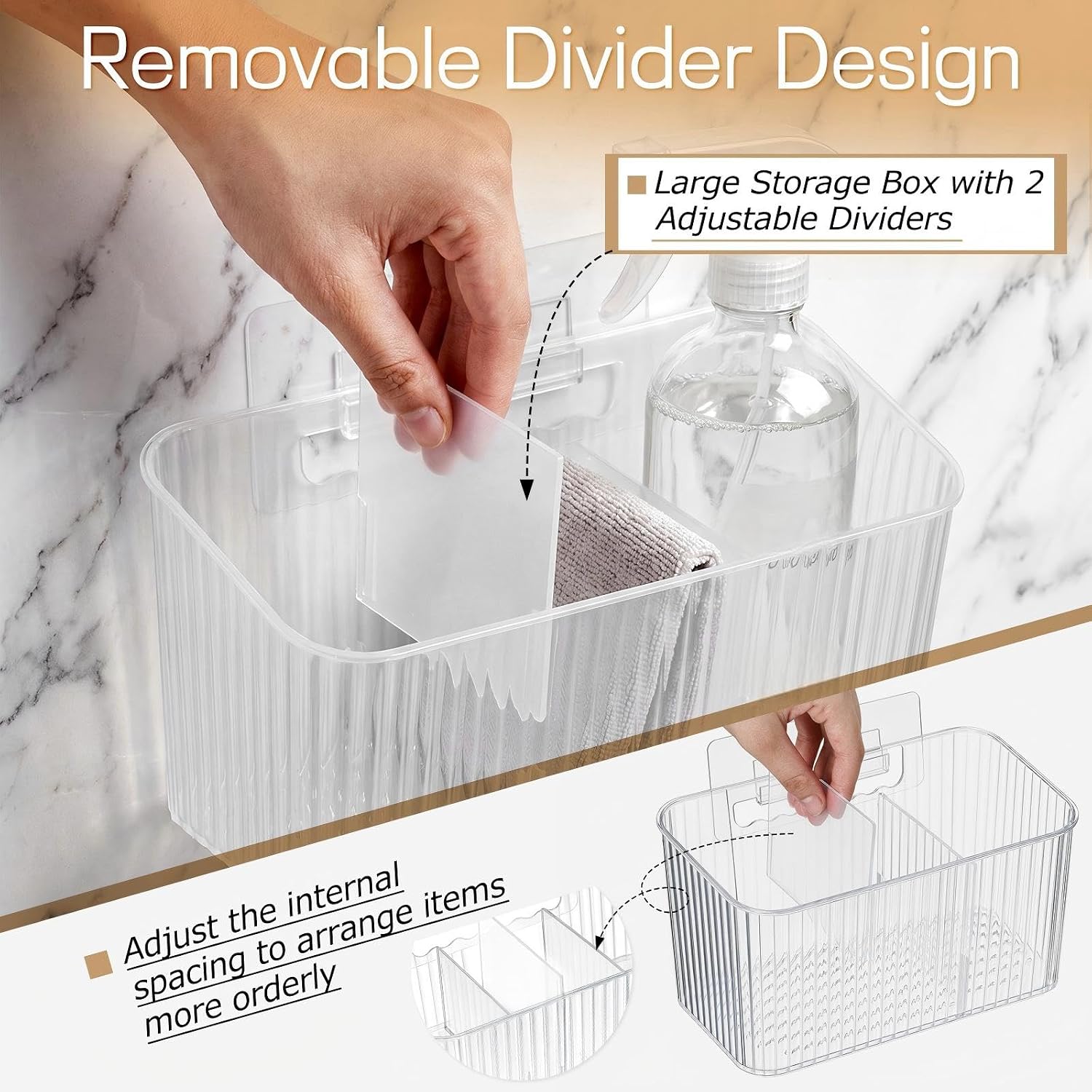14 Pack Cabinet Door Organizer Adhesive Wall Mount Storage Bins Makeup Containers Stackable Organizer Basket for Kitchen Cabinets, Bathroom, Pantry, Office, Refrigerator (Frosted Clear)