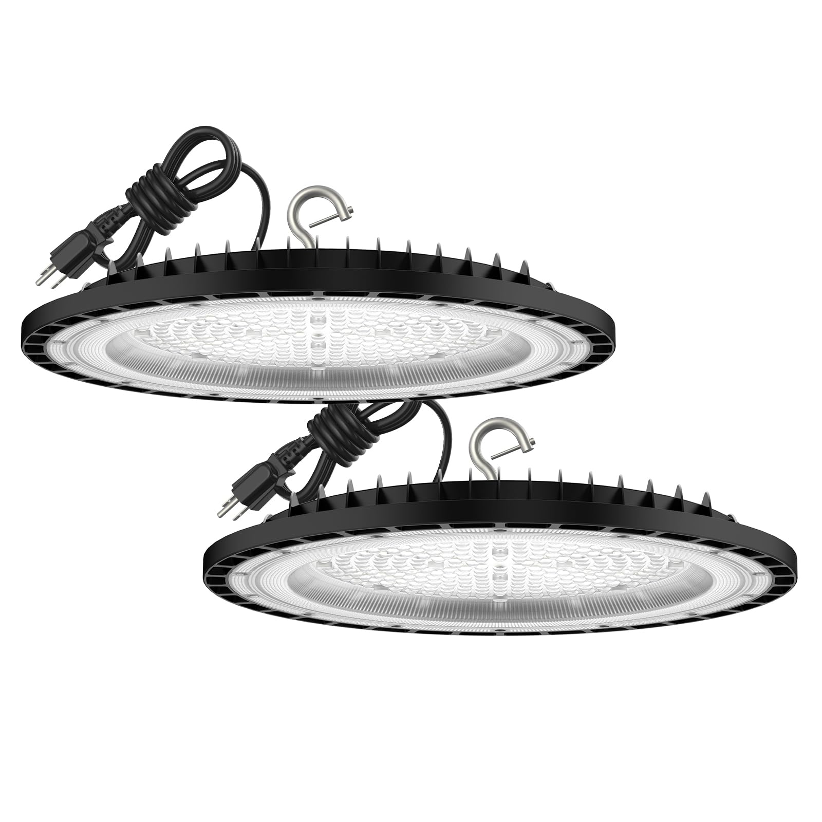 2 Pack UFO 200W LED High Bay Light 5000K 28 000LM 5 ft Cable with US Plug UL