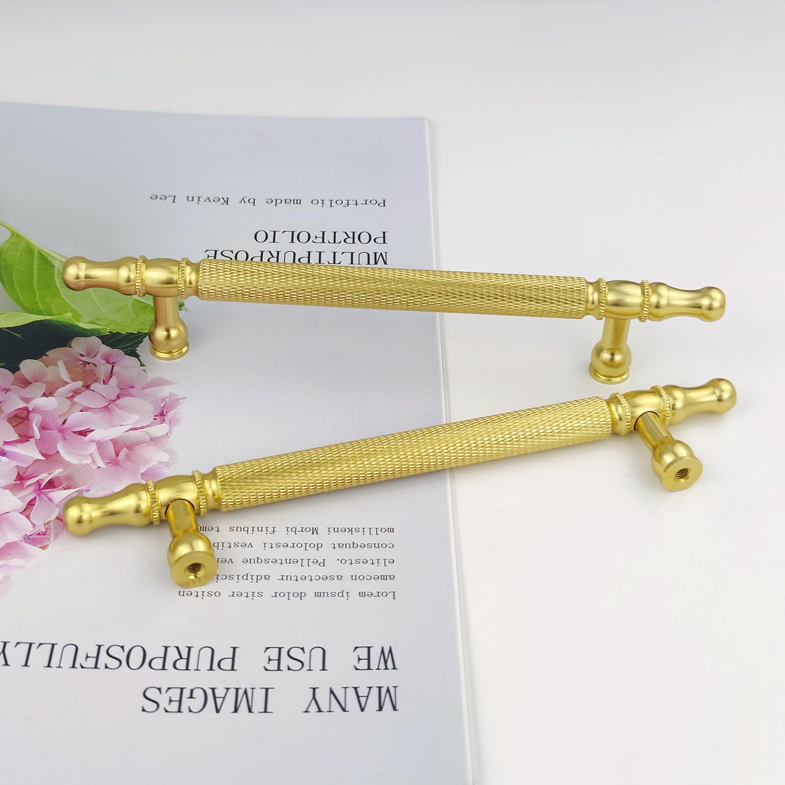 Lot de 6 poignées de cuisine dorées 128 mm pour armoire et placard retro