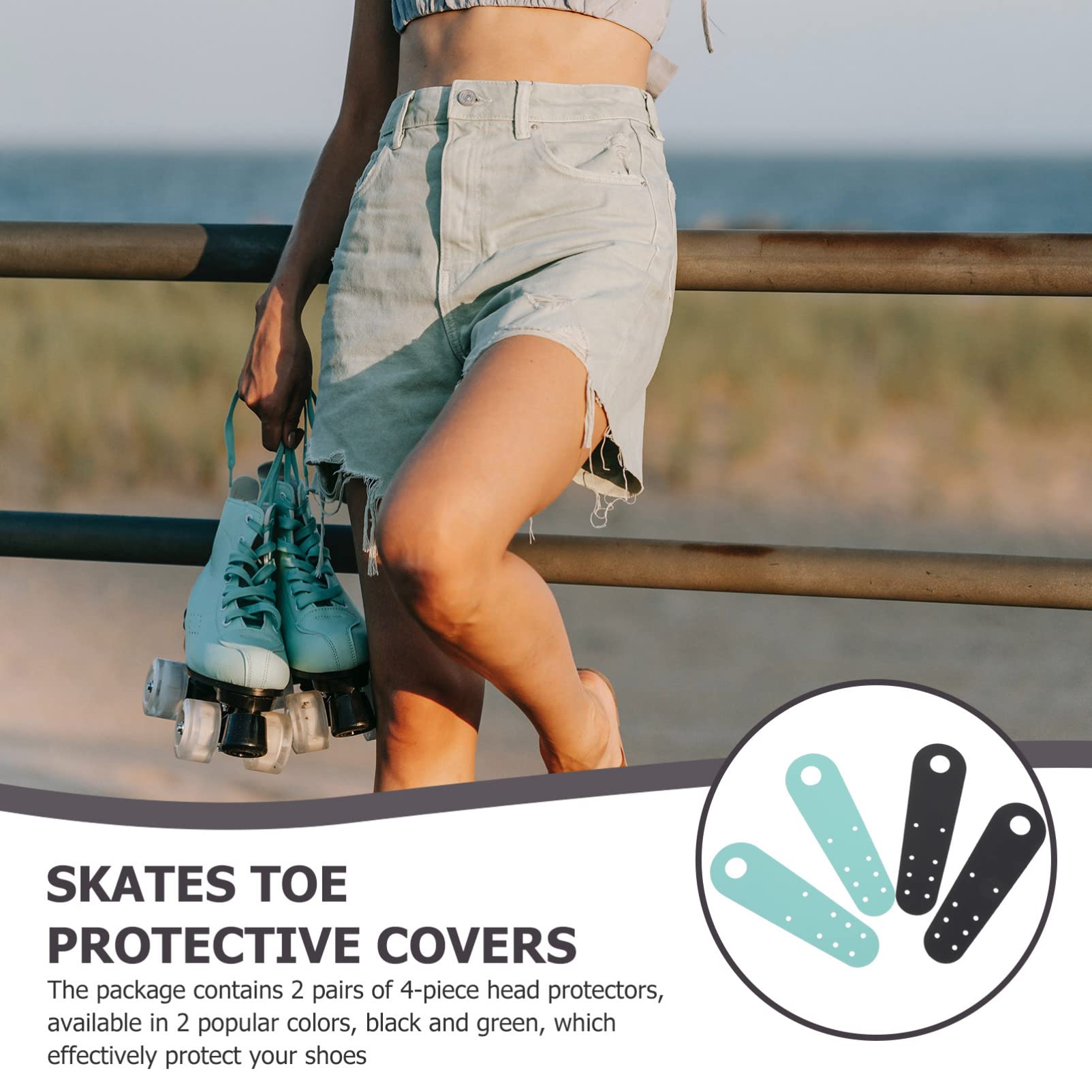 HANABASS Roller Skates Toe Protector Kunstleder Schnelle Installation Geeignet Für Rollschuhe Und Skating Schuhe Langlebig Und Schützend Schwarz Hellgrün