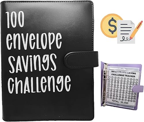 Carpeta de desafío de 100 sobres, hojas de desafíos de ahorro, forma fácil y divertida de ahorrar $5,050, carpeta de presupuesto con sobres de disponible en Yaxa Mexico