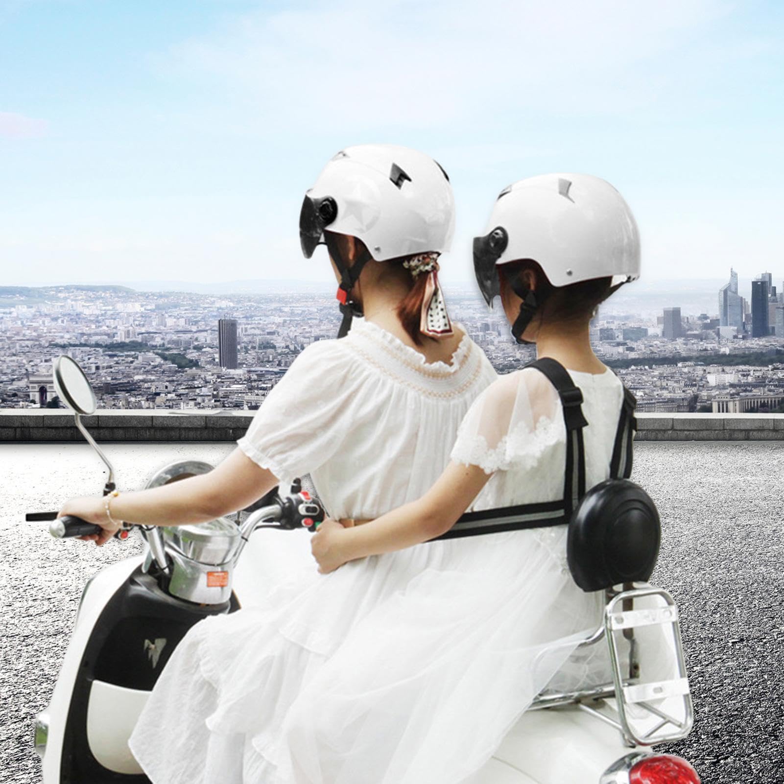 Pasek fotelik motocyklowy dla dzieci - regulowane szelki bezpiecze?stwa dla dzieci | Antypo?lizgowy uniwersalny pasek siedzenie motocyklowe, widoczna odblaskowa konstrukcja