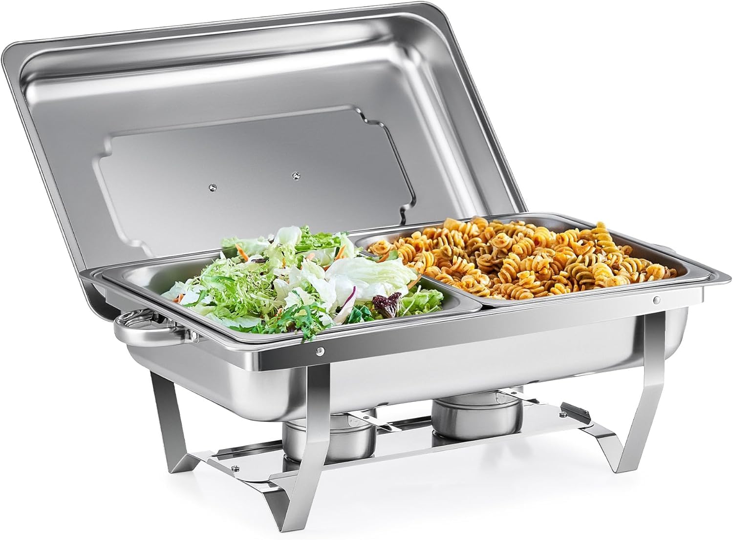 9l Acciaio Inossidabile Chafing Dish Rettangolo Food Warmer Buffet Server Piatti di Servizio, Chafing Dish Buffet, Chafing Dish Catering Buffet Set, per Party, Feste, Matrimoni, Banchetti, Argento