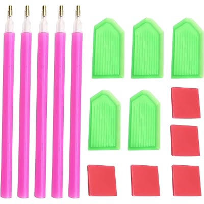 FLYSONG 15 PCS Diamond Painting Tools with Drill Pen Grip and Tray,5D Diamond Painting Accessories and Tools for Kids Adults (Green)