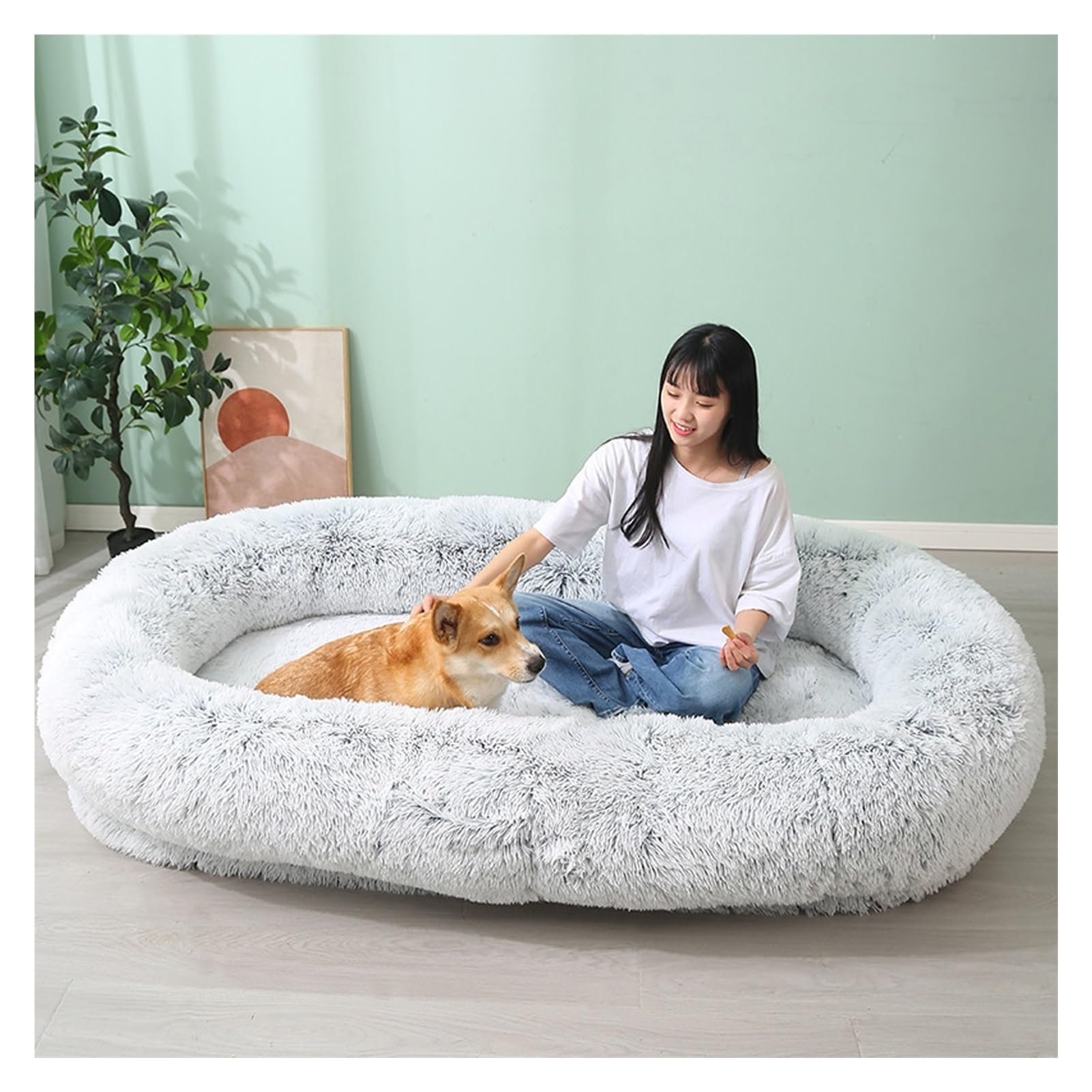 Amazon.co.jp: SCARVES 人間サイズの犬用ベッド、ふわふわの巨大な犬用
