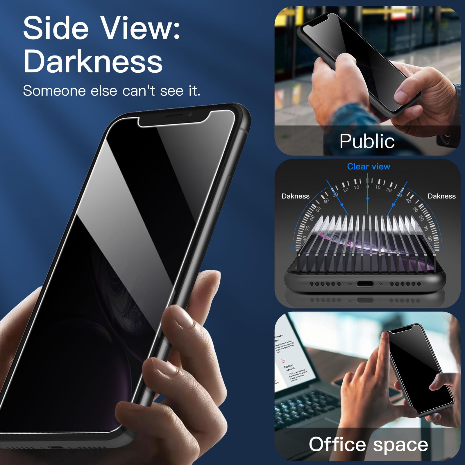 NEW'C 3 Sztuki, Prywatność Ochraniacz Ekranu dla iPhone 11, iPhone XR, Udoskonalony Kąt Prywatności 28 Stopni, Ultra Trwała Twardość 9H, Bez Bąbelków