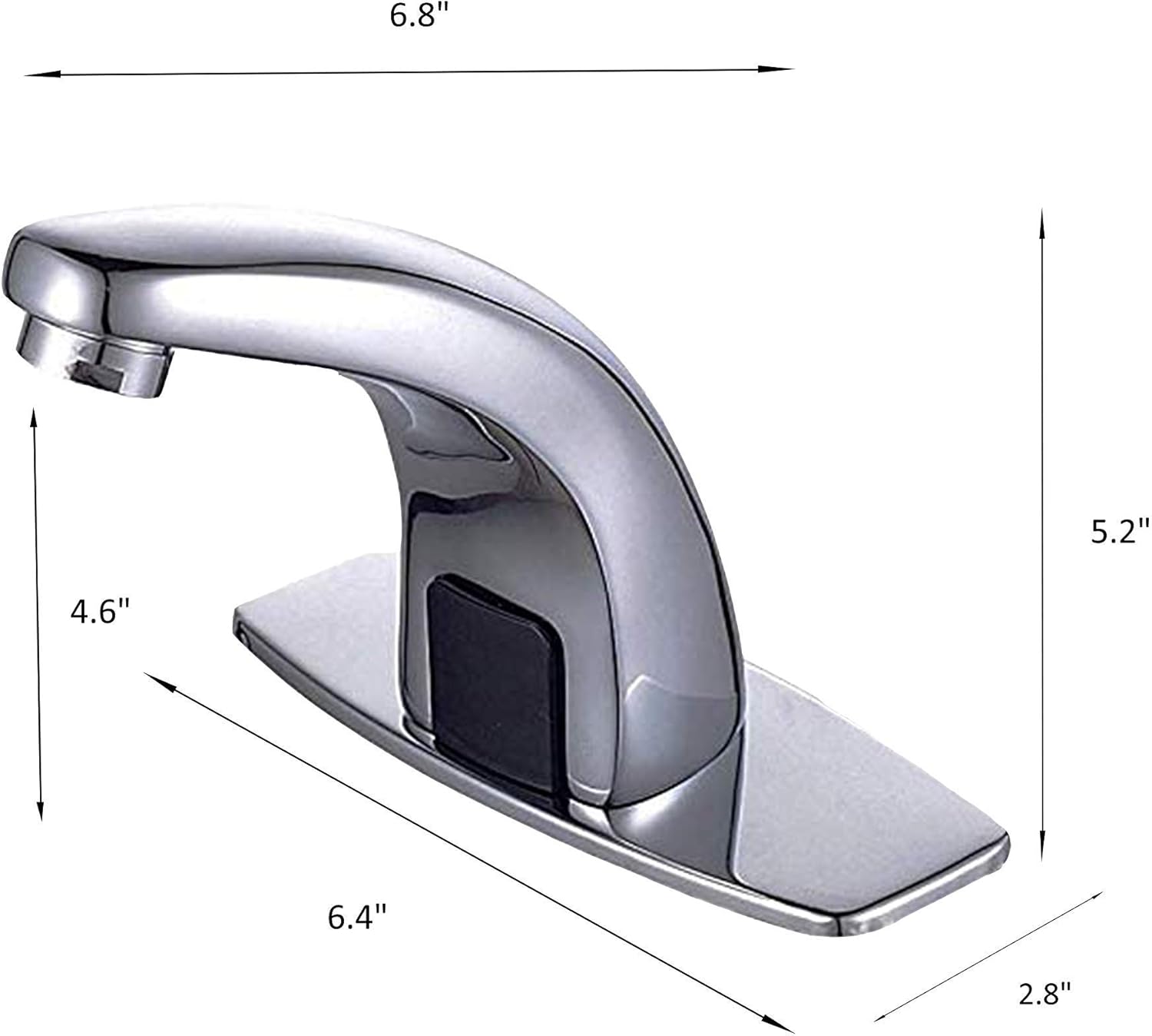 Automatic Sensor Touchless Bathroom Sink Faucet, Chrome Hands Free Bathroom Kitchen Water Tap with AC & DC Battery Powered Control Box and Cold Hot Water Temperature Mixer with Overflow Pop Up Drain